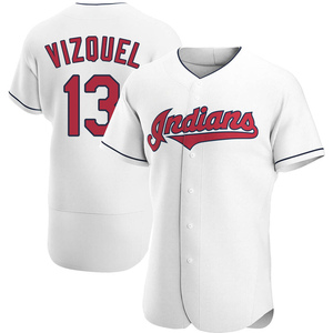 Youth Majestic Cleveland Indians #13 Omar Vizquel Replica Cream Alternate 2  Cool Base MLB Jersey