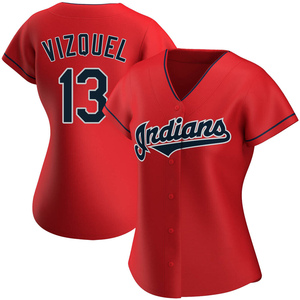 Youth Majestic Cleveland Indians #13 Omar Vizquel Replica Cream Alternate 2  Cool Base MLB Jersey