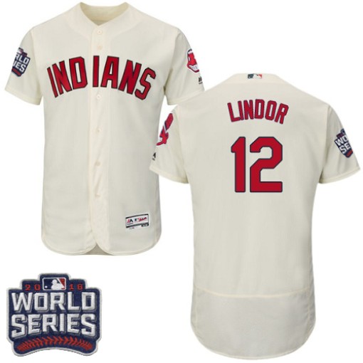 Men's Majestic Cleveland Indians Francisco Lindor Authentic Cream 2016 ...